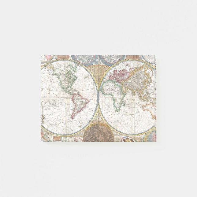 Post-it® Carte vintage du monde (Devant)