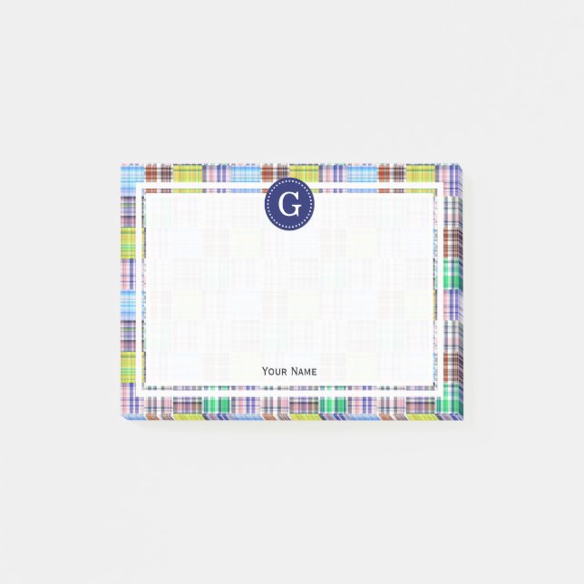 Post-it® Cartes multicolores Madras Plaid 1IR encadrées (Devant)