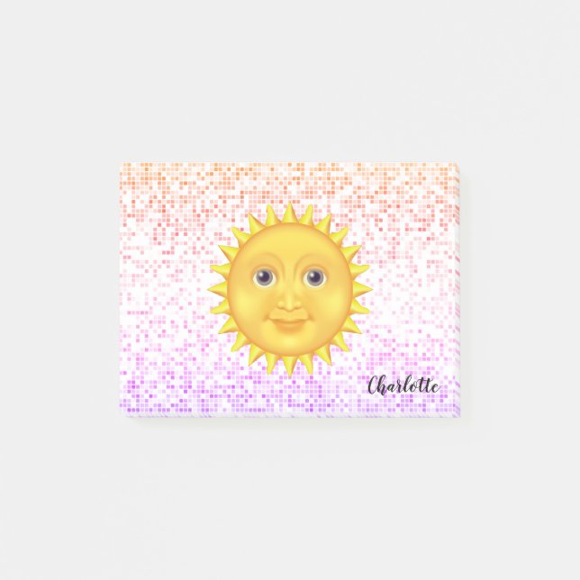 Post-it® Carton mignon Soleil souriant avec Bumblebee doux (Devant)