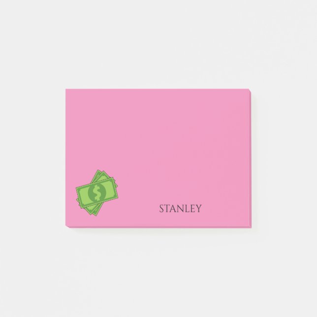 Post-it® Cartoon argent Carré de factures de dollars | Pers (Devant)