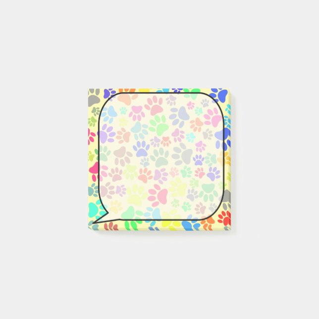 Post-it® Cartoon coloré Empreintes de pattes chiot (Devant)