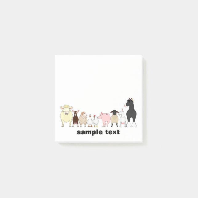 Post-it® cartoon farm animal group post it (Devant)