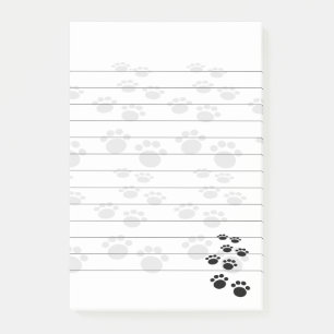 Post-it® Cartoon Noir Et Gris Pet Paw Trail