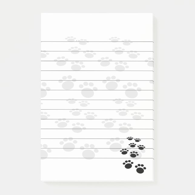 Post-it® Cartoon Noir Et Gris Pet Paw Trail (Devant)