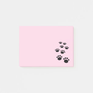 Post-it® Cartoon noir mignon animal Paw Trail rose