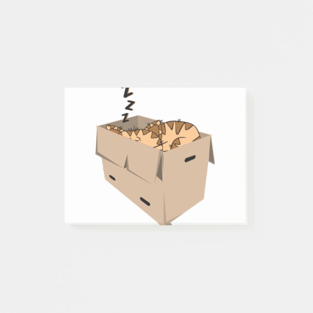 Post-it® Cat box Sleep Dessin animé Tired Zzz Sleep Cute (Devant)