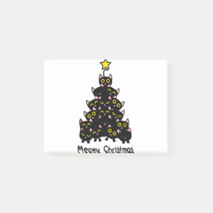 Post-it® Cat Christmas Funny Meowny Arbre de Noël Chat noi