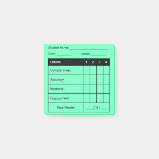 Post-it® Catégorie de l'enseignant Rubrique de classe Green