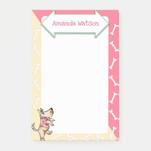 Post-it® Ce chien Vie Jaune Chien Rose Bones