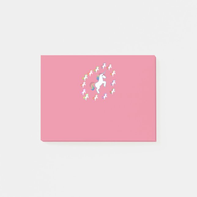 Post-it® Centre Licorne Rose Fluorescent (Devant)