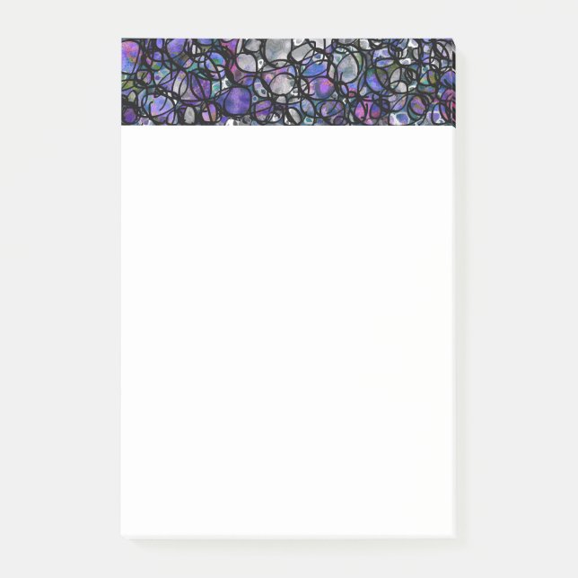 Post-it® Cercles abstraits dessinés à la main, bleu, violet (Devant)