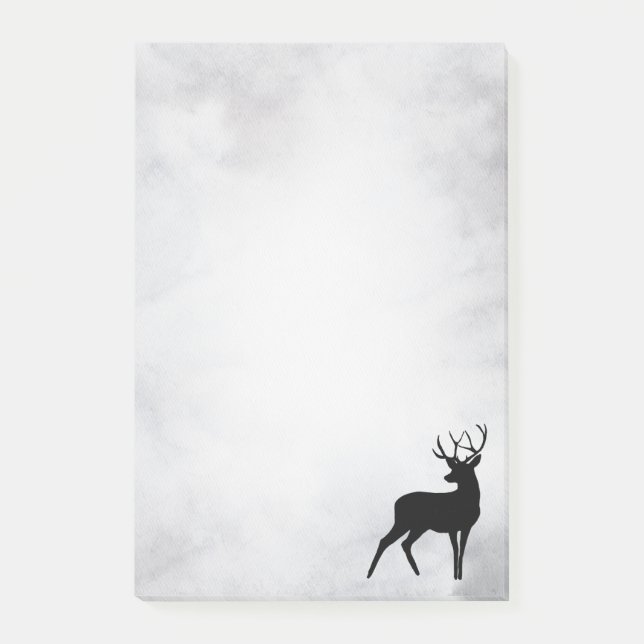 Post-it® Cerf avec Antlers Noir Silhouette Rustique (Devant)