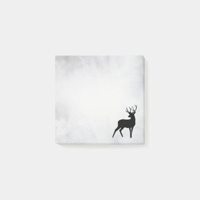 Post-it® Cerf avec Antlers Noir Silhouette Rustique (Devant)