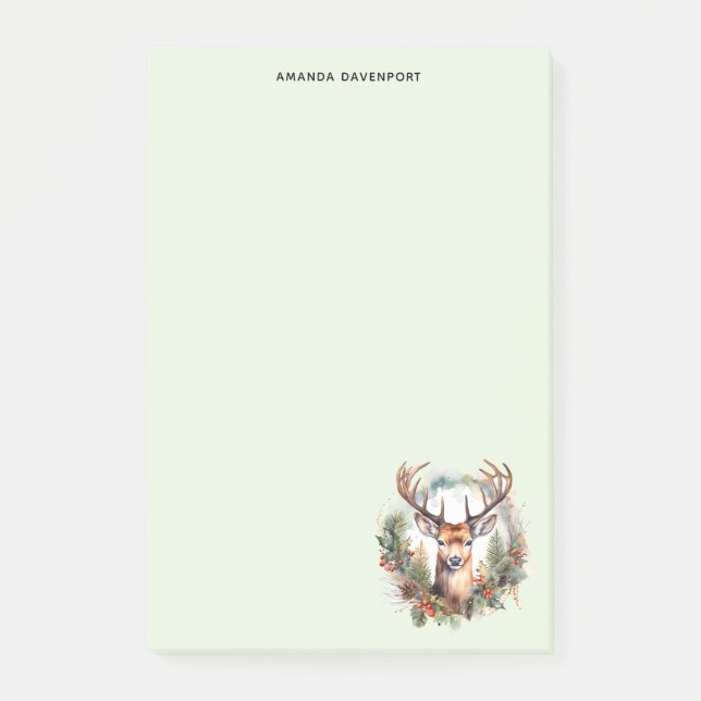 Post-it® Cerf brun avec bois Noël rustique (Devant)