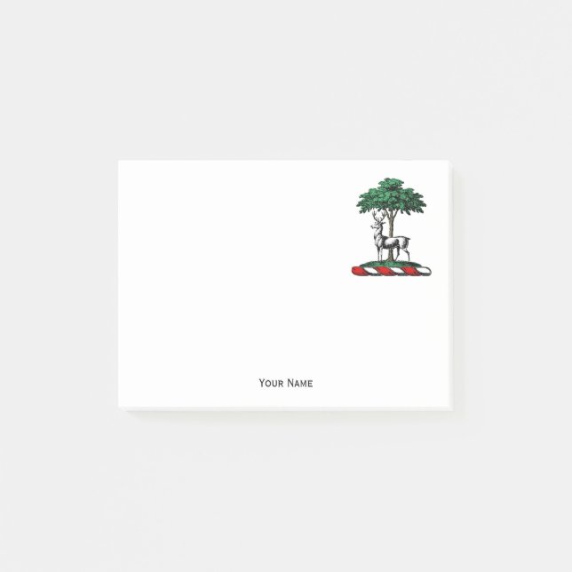 Post-it® Cerf Daim par Arbre Emblème de Crête Héraldique (Devant)