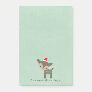 Post-it® Cerf de Noël Joyeuses Fêtes en chapeau de Père Noë