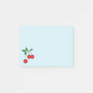 Post-it® Cerise Retro Art Cerises Graphisme Style Bleu