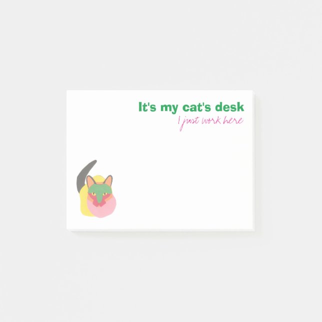 Post-it® C'est le bureau de mon chat - je travaille juste (Devant)