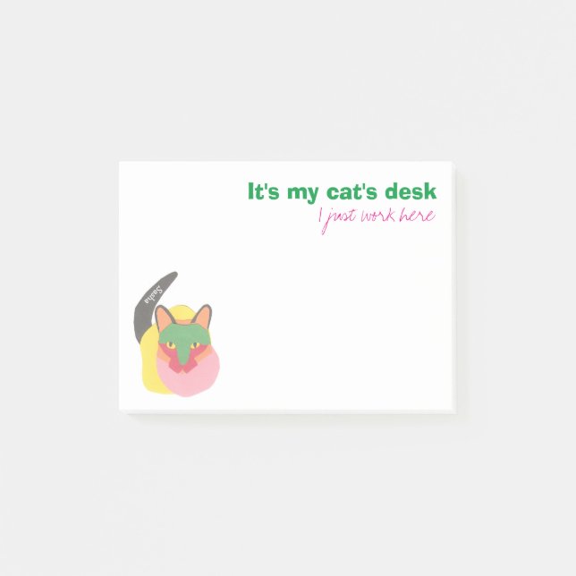 Post-it® C'est le bureau de mon chat - je travaille juste (Devant)