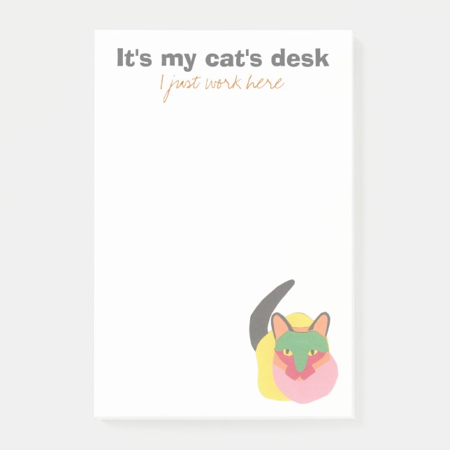 Post-it® C'est le bureau de mon chat - je travaille juste (Devant)