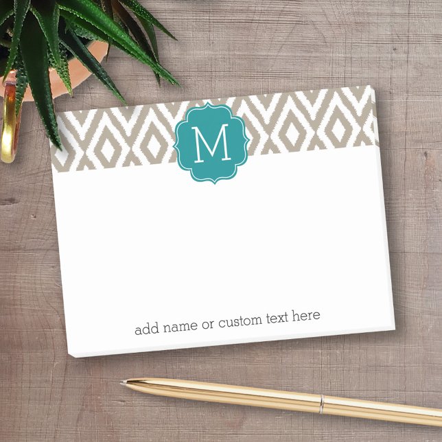 Post-it® C'est une fête - Ikat Motif avec Monogramme person (Personalized post-it notes with an area to add your name or other text)