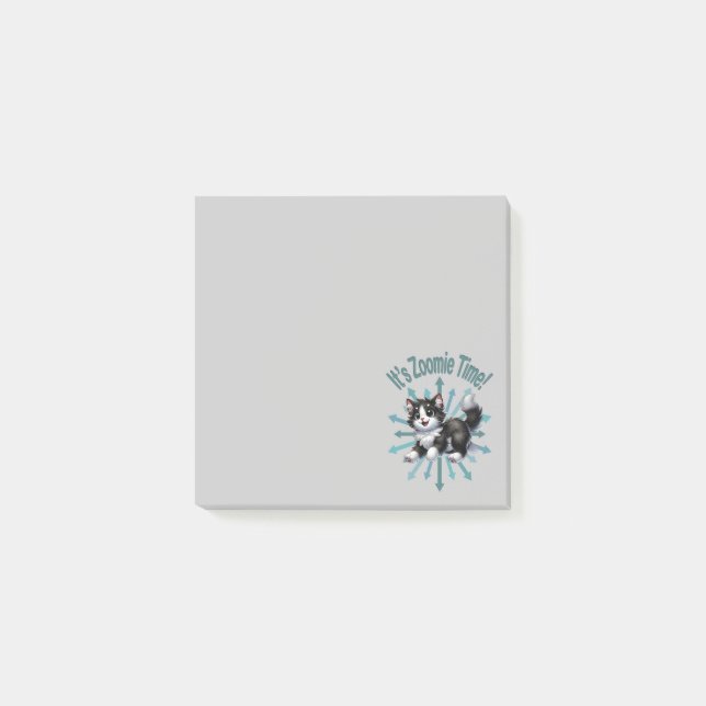 Post-it® C'est Zoomie Time Cute Black & White Cat (Devant)