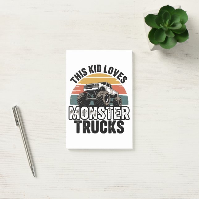Post-it® Cet enfant aime les monstres trucks (Bureau)