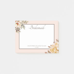 Post-it® Champagne Ivory rose Floral Bridesmaid