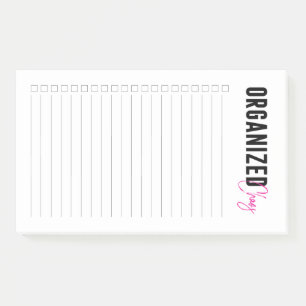 Post-it® Chaos organisé rose lié aux cases à cocher