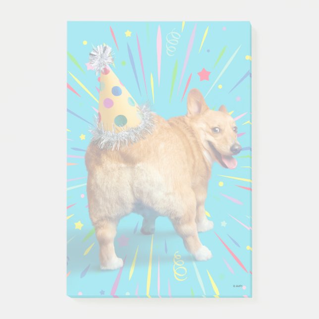 Post-it® Chapeau d'anniversaire Corgi Butt (Devant)