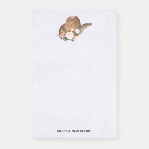 Post-it® Chapeau de cowgirl marron avec des fleurs roses