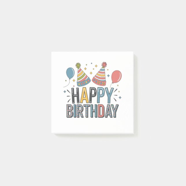 Post-it® Chapeaux de fête d'anniversaire joyeux (Devant)