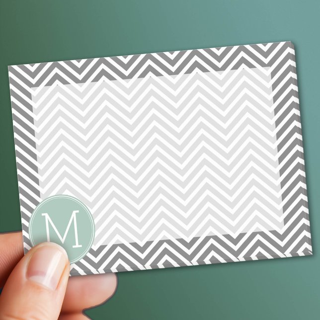 Post-it® Charbon et menthe vert Chevrons sur mesure Monogra (Custom Post It Notepad)