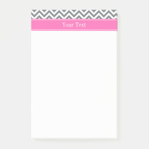 Post-it® Charcoal Wht LG2 Chevron Hot Pink Nom Monogramme