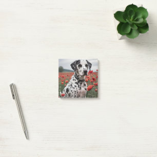Post-it® Charmant Chien De Dalmation Dans Le Champ De Pavot