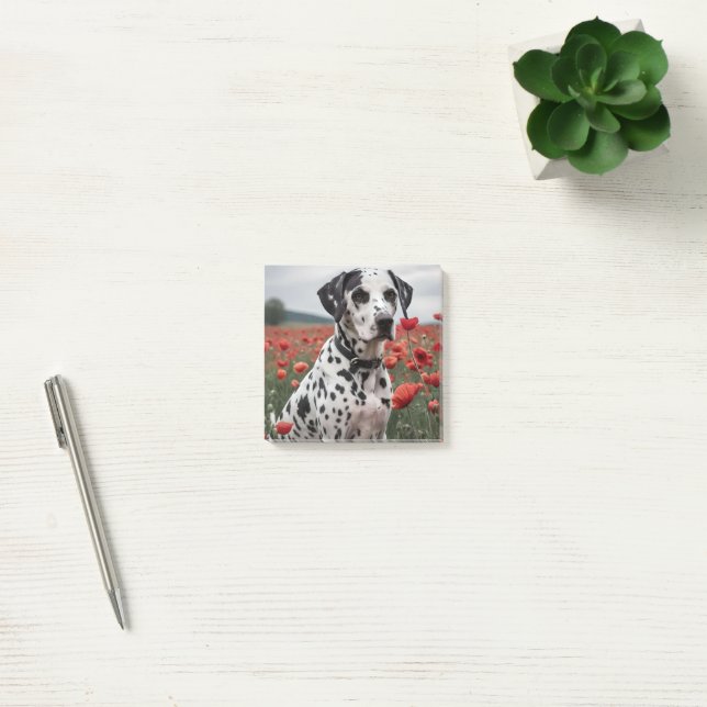 Post-it® Charmant Chien De Dalmation Dans Le Champ De Pavot (Bureau)