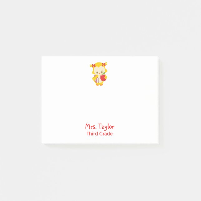 Post-it® Charmant hibou jaune (Devant)