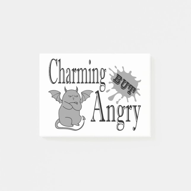 Post-it® Charming mais en colère petit chat diable drôle ci (Devant)