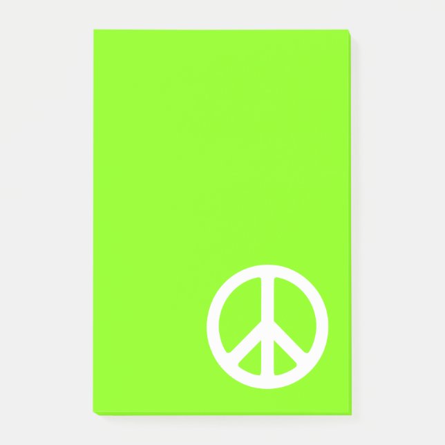 Post-it® Chartreuse et symbole de la paix blanc (Devant)