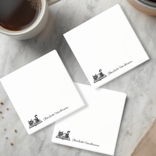 Post-it® Chat amateur de livres Noir et Blanc Script person