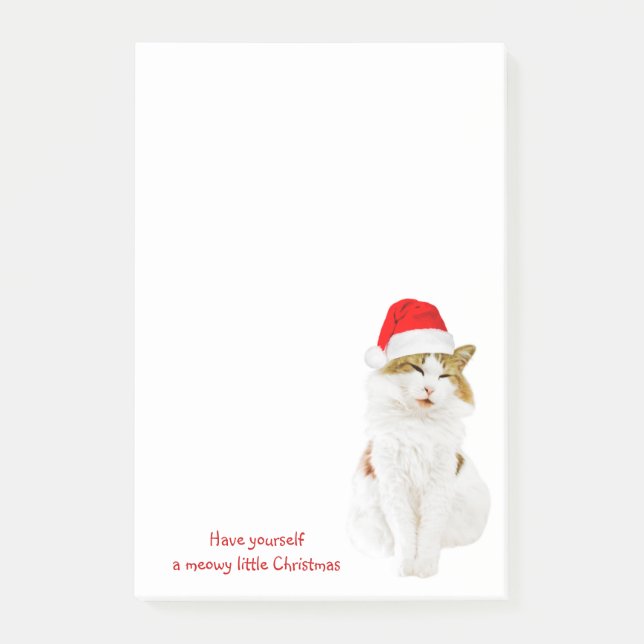 Post-it® Chat avec Casquette Père Noël (Devant)