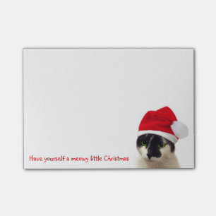 Post-it® Chat avec le casquette de Père Noël