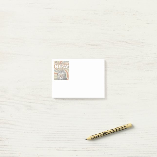 Post-it® Chat Besoin de Café Maintenant (Sur un bureau)