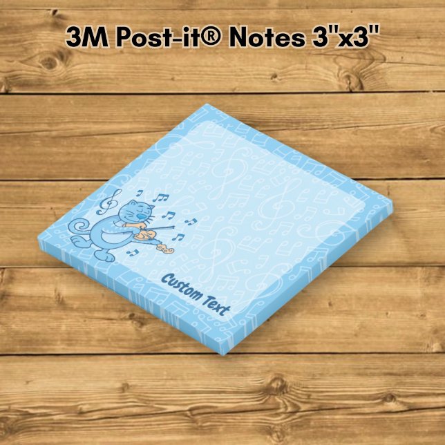 Post-it® Chat bleu avec notes de violon (Créateur téléchargé)