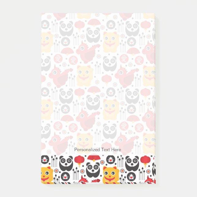 Post-it® Chat chanceux, dragon et panda (Devant)