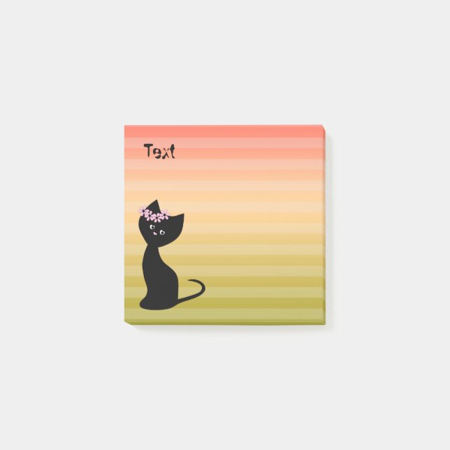 Post-it® Chat chaton noir mignon dégradé personnalisé (Devant)