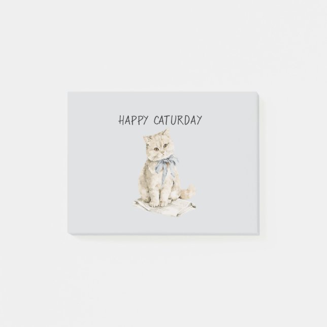Post-it® Chat crème arc bleu Caturday (Devant)