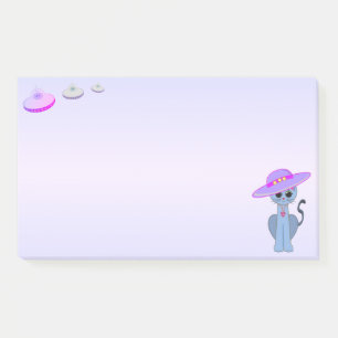 Post-it® Chat dans un Casquette et soucoupes volantes