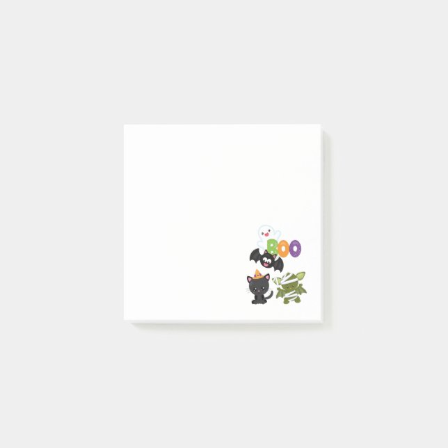 Post-it® Chat de Cute Halloween, bat, mummy et ghost (Devant)