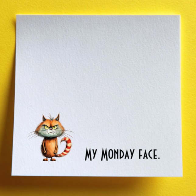 Post-it® Chat de dessin animé orange malheureux Mon visage  (Créateur téléchargé)
